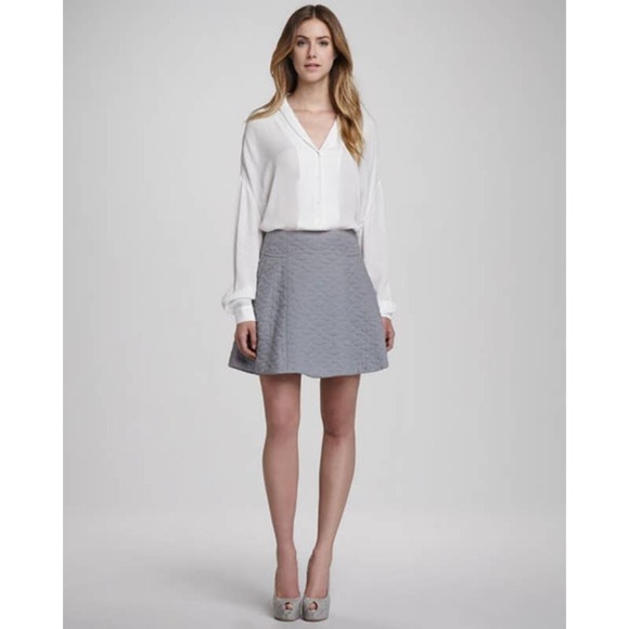 Theyskens' Theory Seedo Quilted Grey A-Line Skirt-0 - Picture 9 of 10